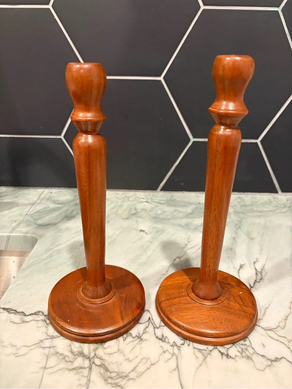 Wooden Candle Holders Set 10” tall